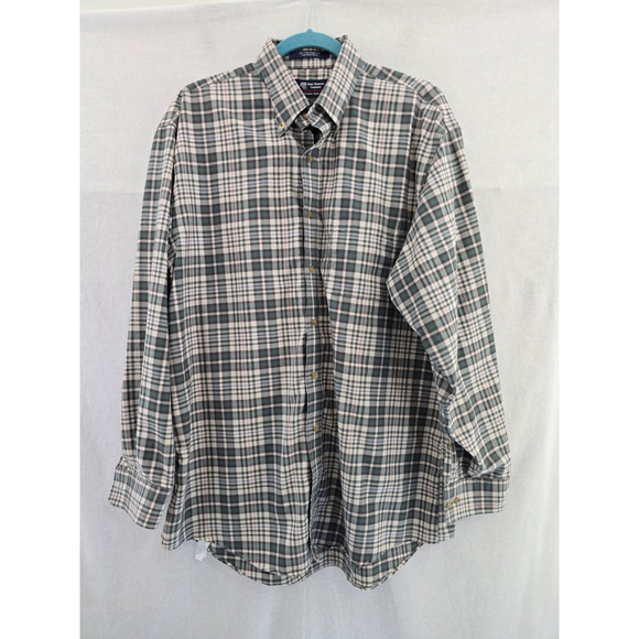 Andy Thornal Co. Green Beige Plaid Long Sleeve Button Shirt. Mens Size Large - Picture 1 of 10